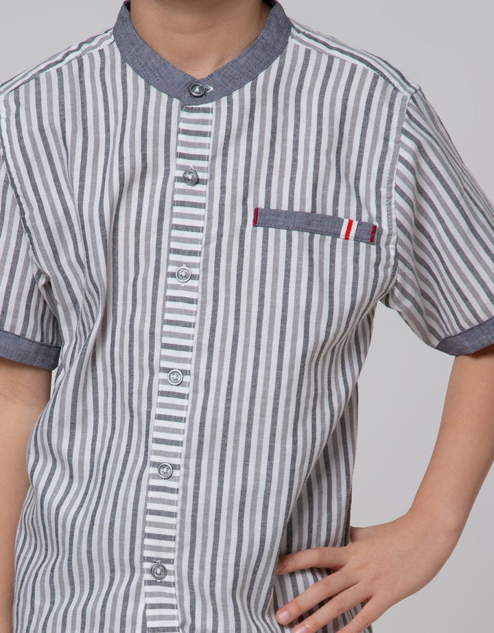 Little M Top Bottom Set Shirt Stripe + Crop Woven (Rib)