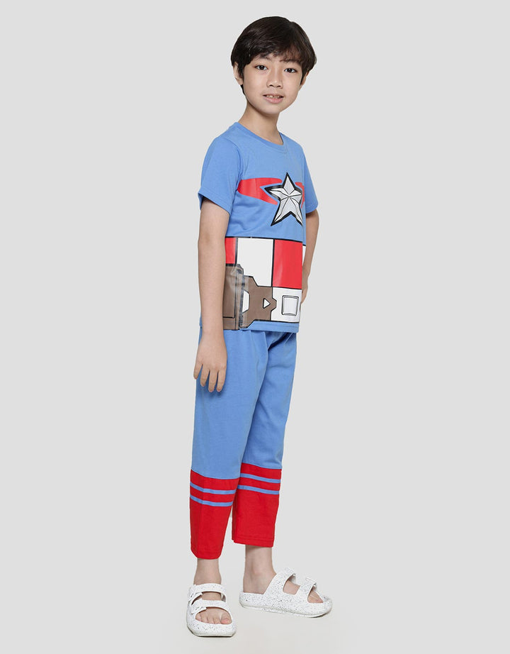 Marvel Costum Captain America Pakaian Set Tidur Anak Laki-laki