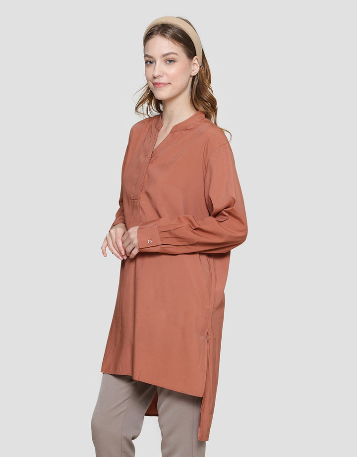 Cardinal Femme V Neck Flare Blouse Wanita