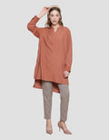 Cardinal Femme V Neck Flare Blouse Wanita