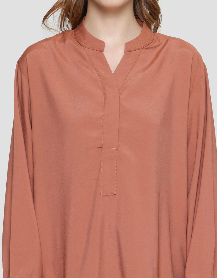 Cardinal Femme V Neck Flare Blouse Wanita
