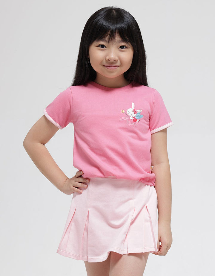 Little M Short Sleeve T-Shirt Serut Bawah Bordir