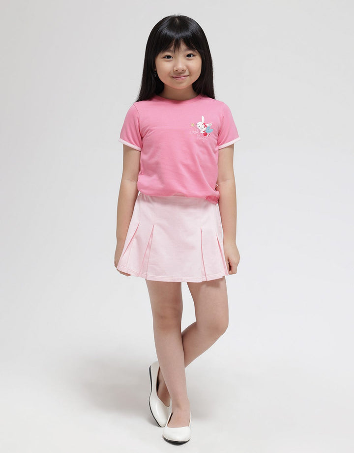 Little M Short Sleeve T-Shirt Serut Bawah Bordir