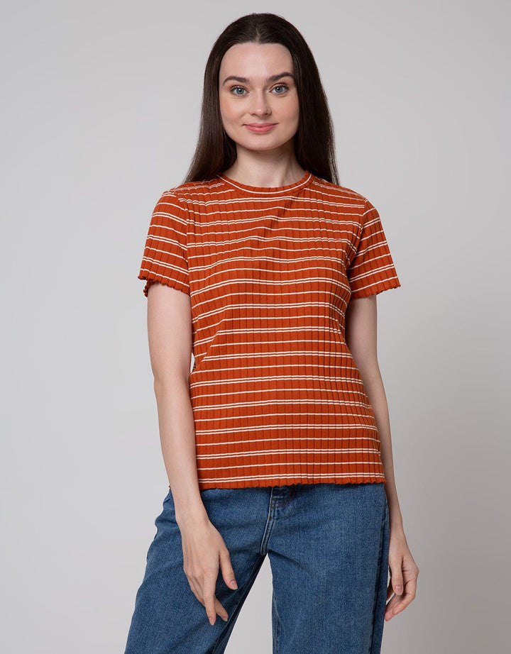 Connexion Rib Stripe Kaos Wanita