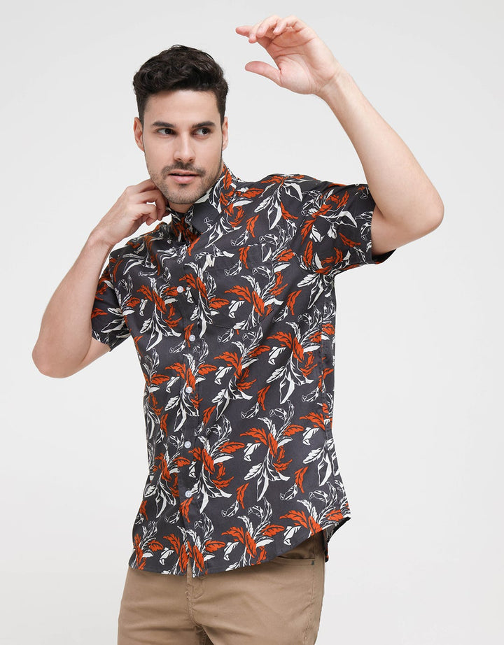 Walrus Short Sleeve Shirt Print Leaf