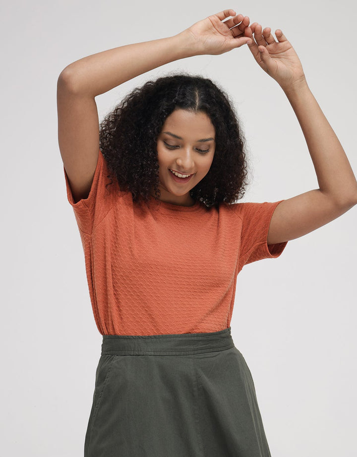 Connexion Textured Plain Women's T-Shirt