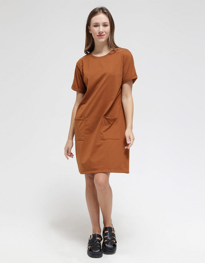 Nevada Midi Dress Solid Jersey Basic 2 Pockets for Women