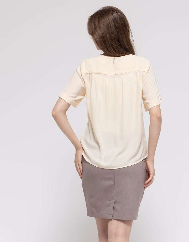 Connexion Short Sleeve Shirt Turn Up Cuff Vneck