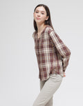 Connexion Long Sleeve Blouse Herringbone Check