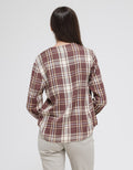 Connexion Long Sleeve Blouse Herringbone Check