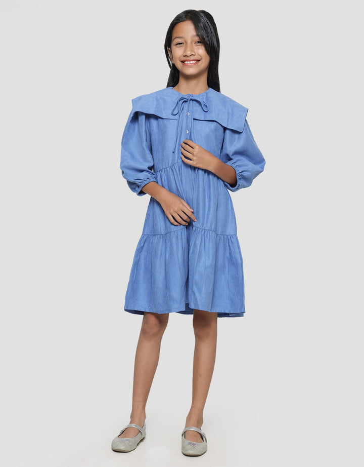 Aero Corduray Kerah Kotak Midi Dress Anak Perempuan