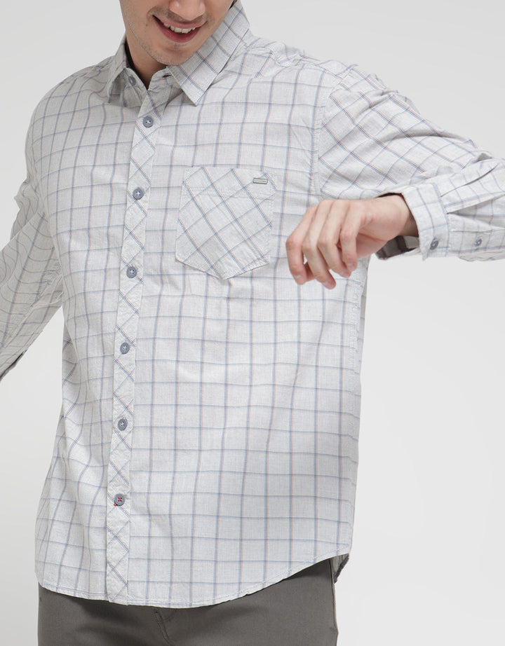 Watchout Casual Long Sleeve Shirt Print Check