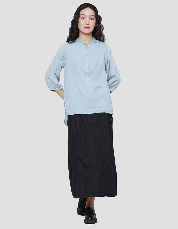 Triset Ladies V Neck Blouse Wanita