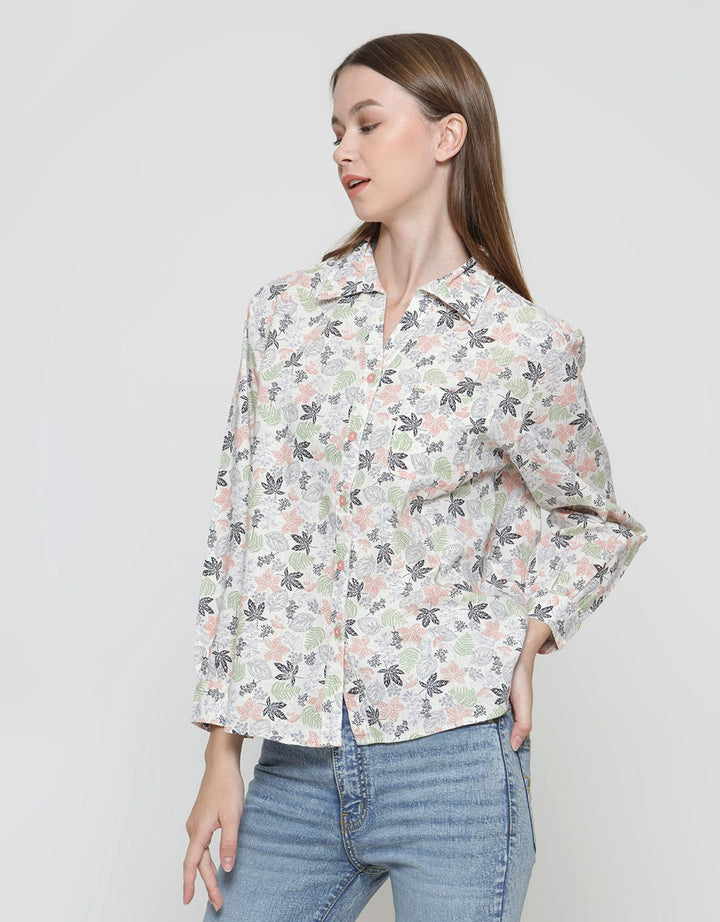 Triset Ladies Motif Daun Blouse Wanita