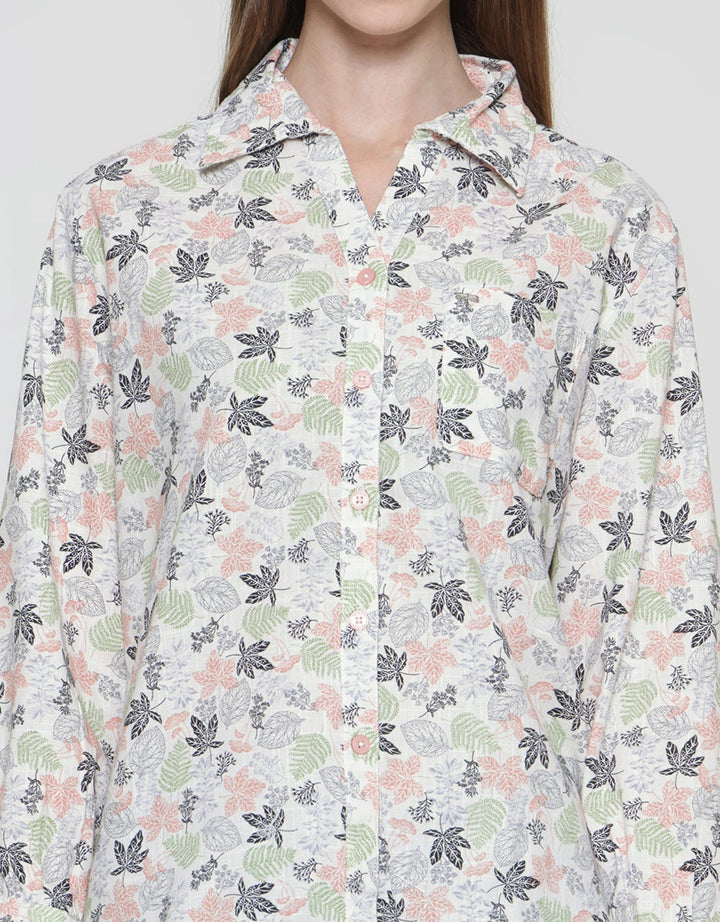 Triset Ladies Motif Daun Blouse Wanita