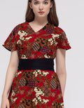 Connexion Short Sleeve Midi Dress Batik W Obi