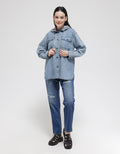 Nevada Long Sleeve Shirt Denim Shacket Hoodie
