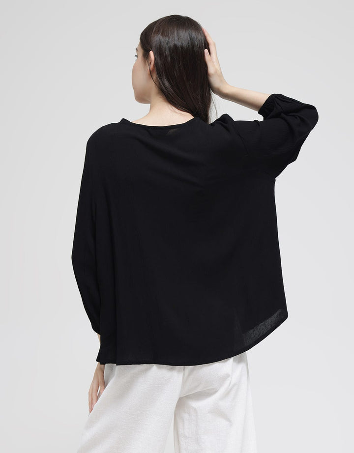 St. Yves Rayon Crinkle With Ruffle Neckline Women's Blouse