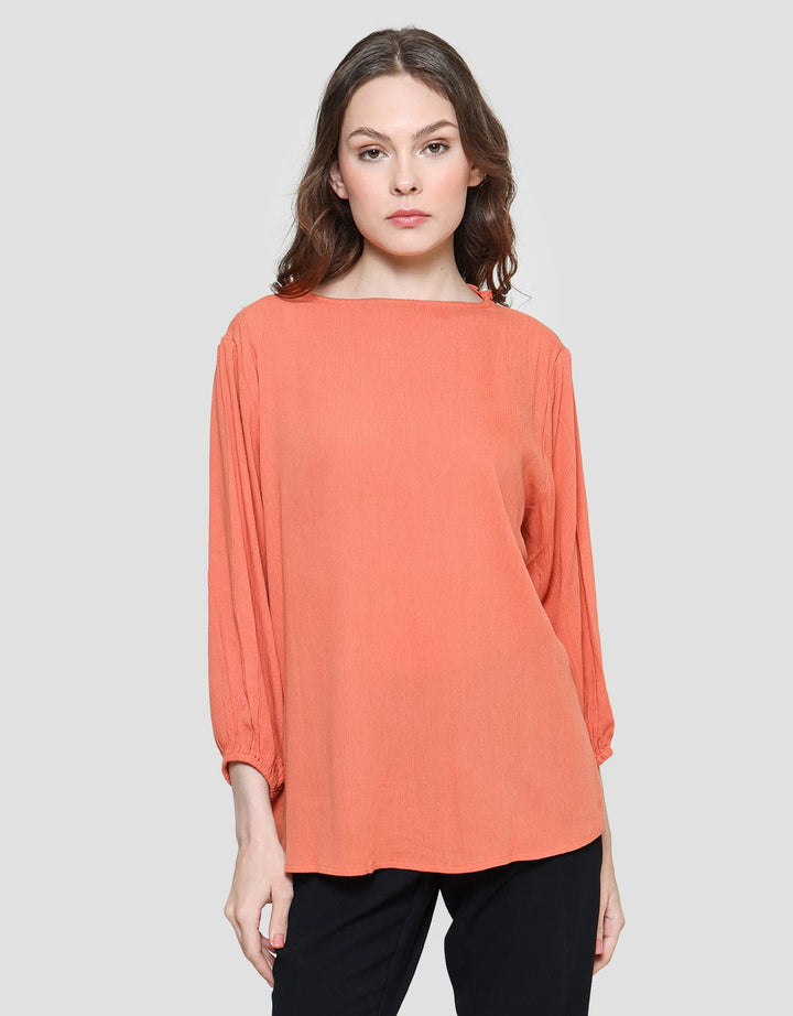 St. Yves Rayon Crinkle With Ruffle Neckline Women's Blouse