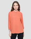 St. Yves Rayon Crinkle With Ruffle Neckline Women's Blouse