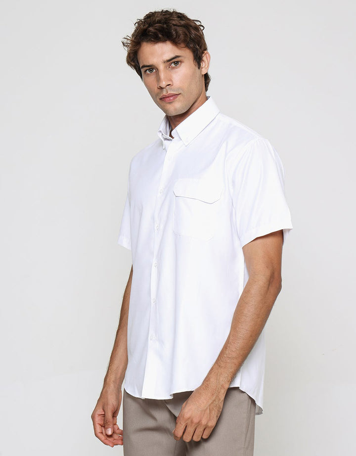 Cole Slim Oxford With Pocket Flap Kemeja Lengan Pendek Pria