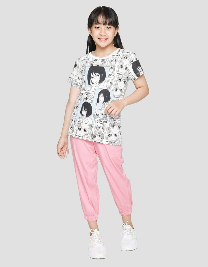 Nevada Anime Kolase Kaos Anak Perempuan