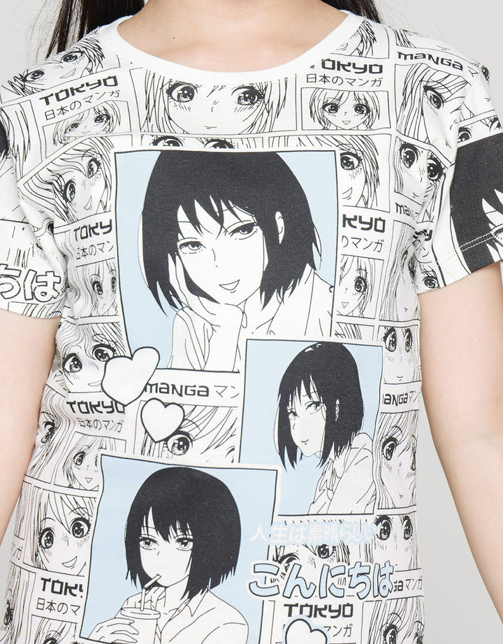 Nevada Anime Kolase Kaos Anak Perempuan