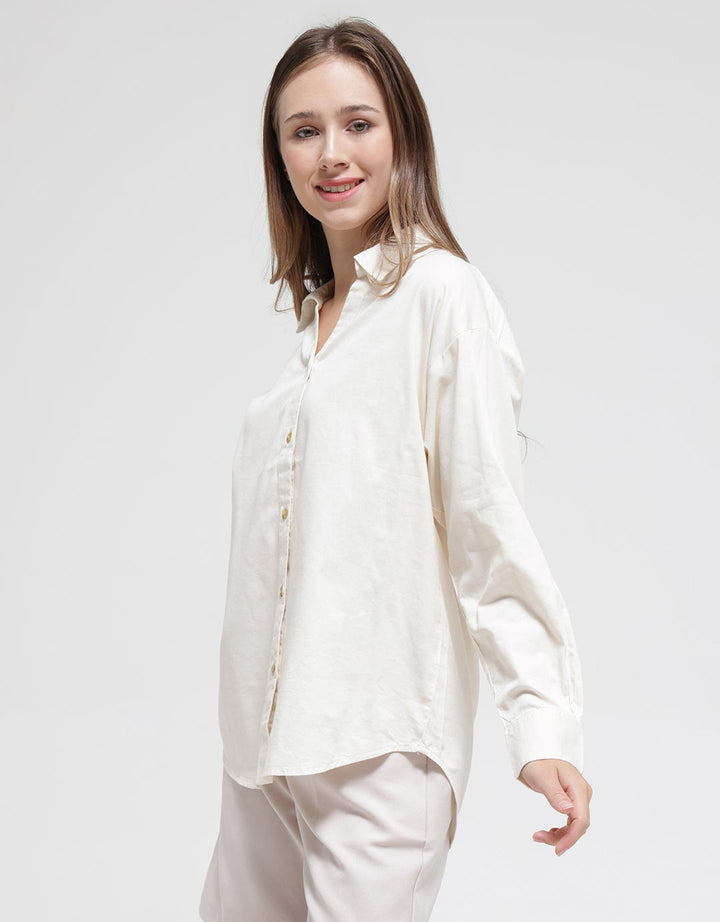 Nevada Long Sleeve Shirt Woven Top Reg Brushed Cotton Twill
