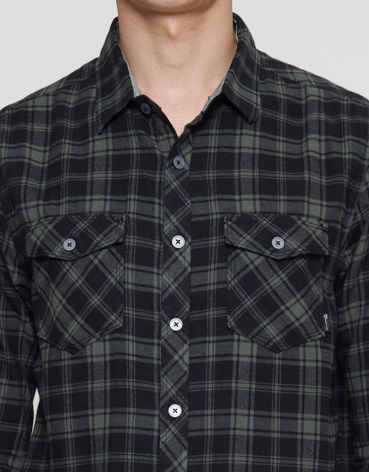 Watchout Jean's Check Print Kemeja Lengan Panjang Pria