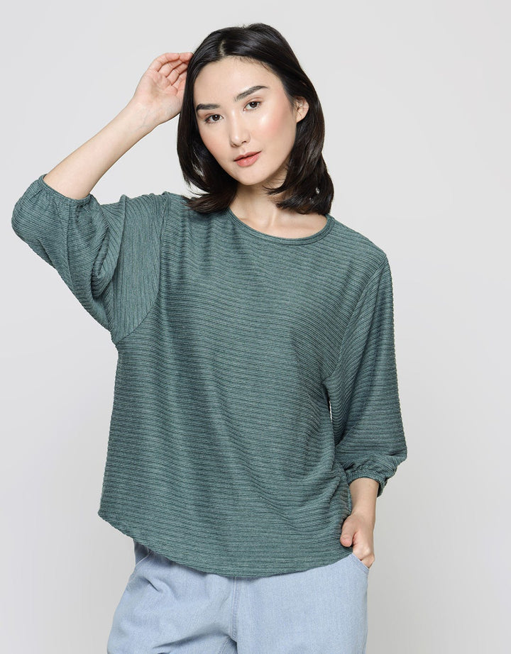 St. Yves Stripy Texture Knit Women's 7/8 T-Shirt
