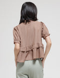 Details Short Sleeve Blouse Textured Ruffle