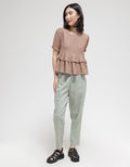 Details Short Sleeve Blouse Textured Ruffle
