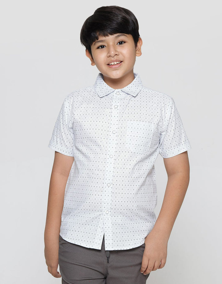 Nevada Short Sleeve Shirt Linen Slub Dots