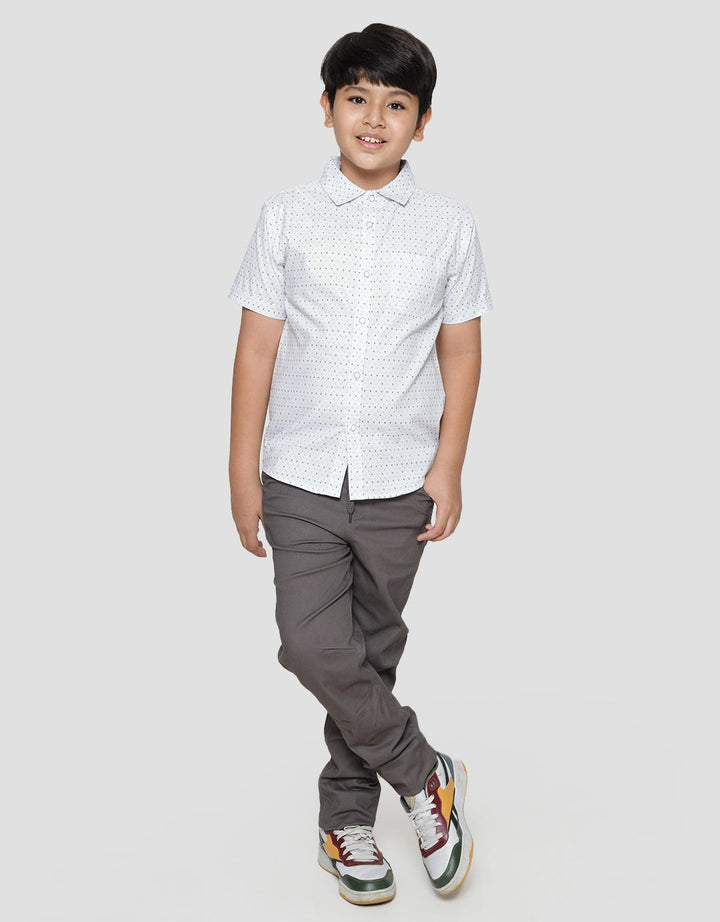 Nevada Short Sleeve Shirt Linen Slub Dots