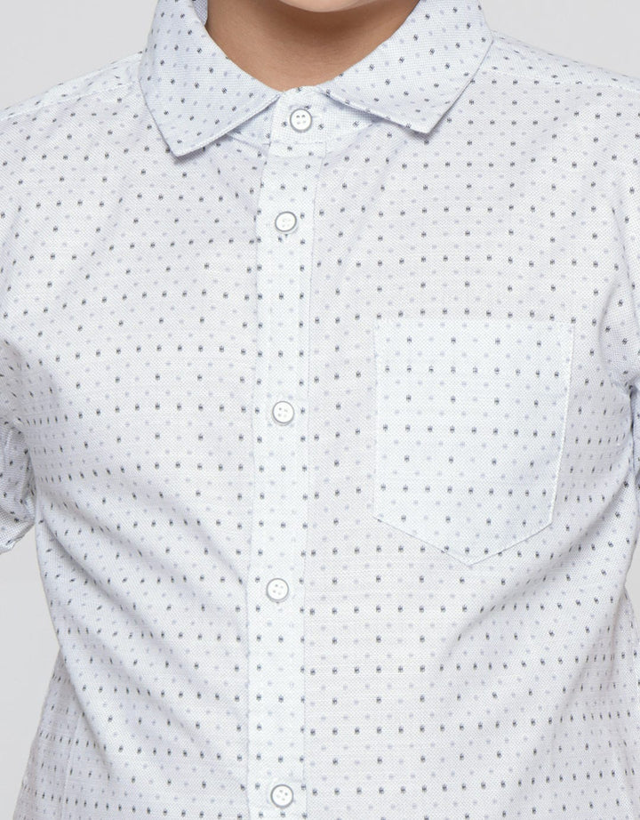 Nevada Short Sleeve Shirt Linen Slub Dots