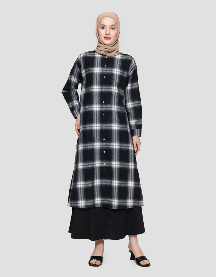 Annisa Plaid Flanel Maxi Dress Wanita