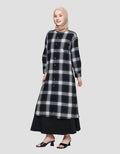 Annisa Plaid Flanel Maxi Dress Wanita