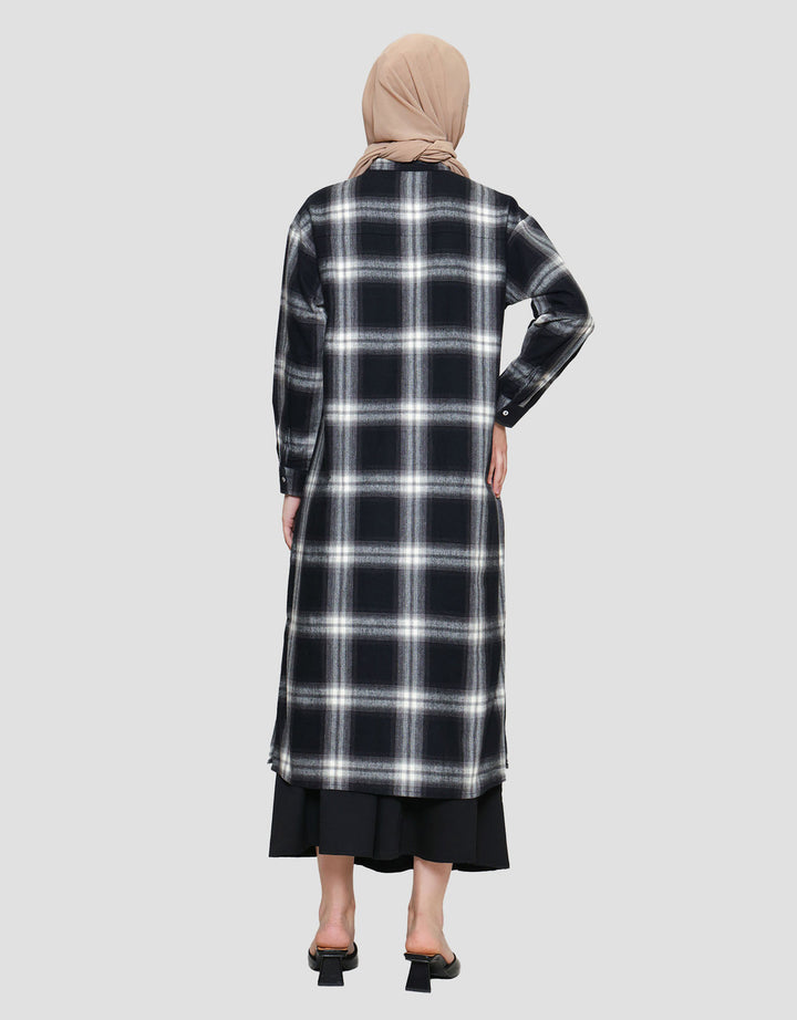 Annisa Plaid Flanel Maxi Dress Wanita