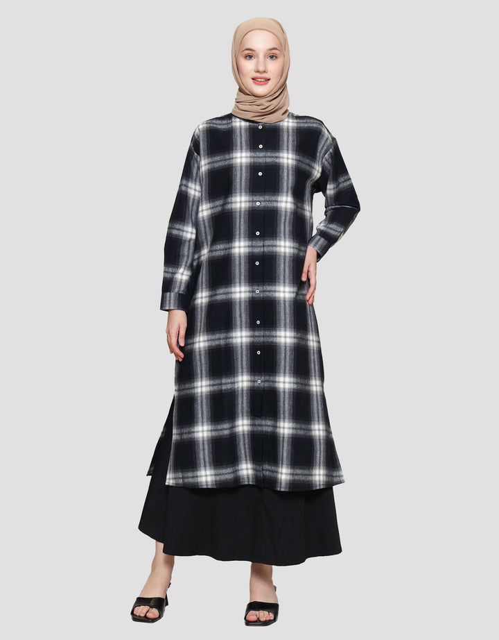 Annisa Plaid Flanel Maxi Dress Wanita