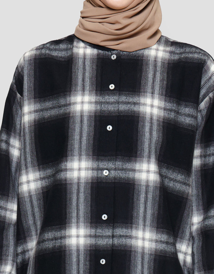 Annisa Plaid Flanel Maxi Dress Wanita