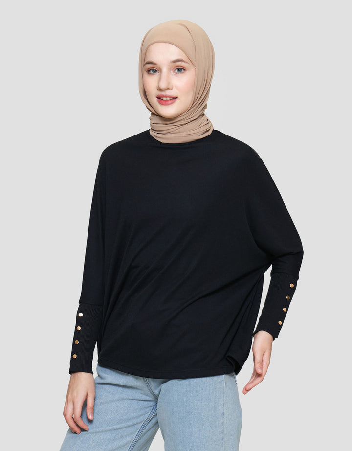Annisa Jersey Batwing Knitted Top Kaos Lengan Panjang Wanita