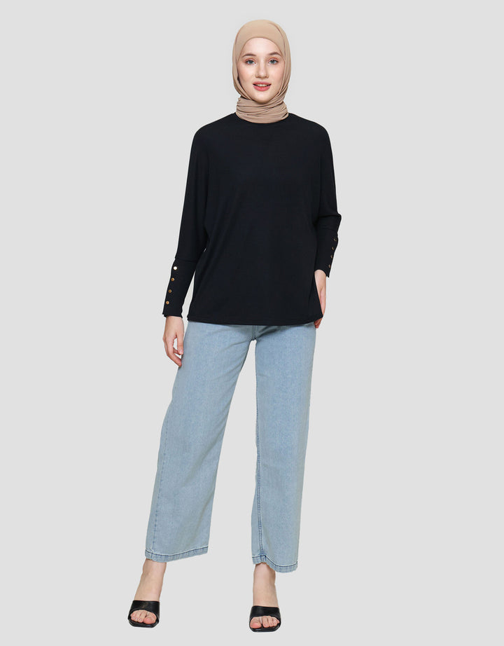 Annisa Jersey Batwing Knitted Top Kaos Lengan Panjang Wanita