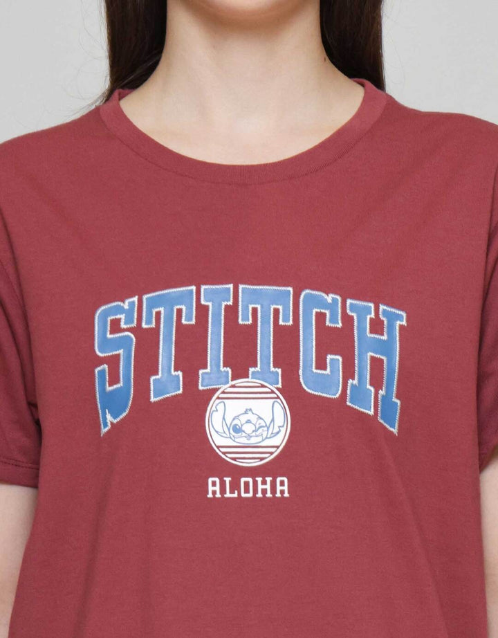 Disney Reguler Print Stitch Kaos Lengan Pendek Wanita