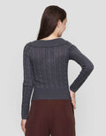Nevada Crop Flat Knit Zipper Cable Jaket Wanita