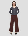 Nevada Crop Flat Knit Zipper Cable Jaket Wanita
