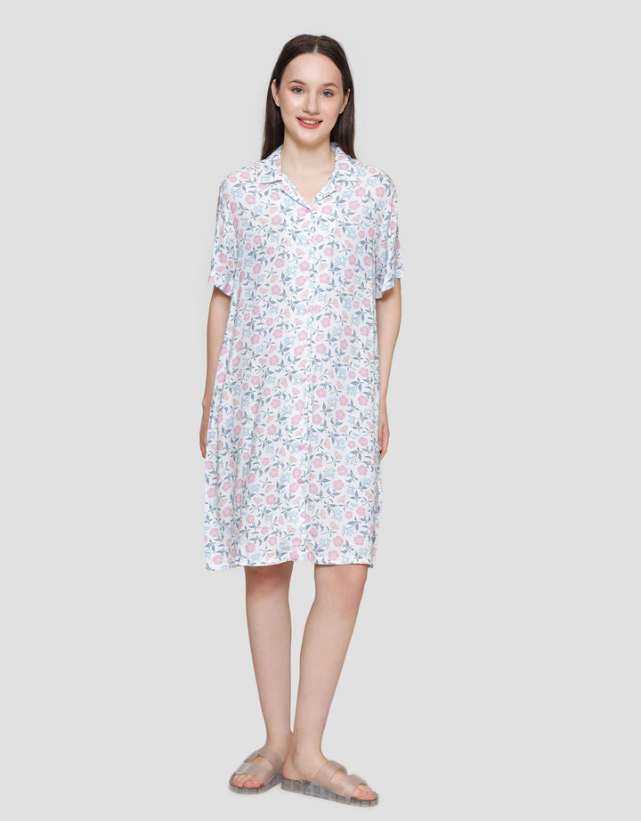 St. Yves Printed Sweet Flower Midi Dress Wanita