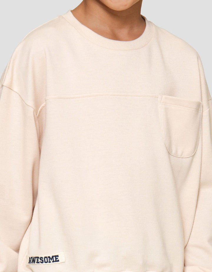 Little M Oversize Cut Sewn Great Crew Sweater Anak Laki-laki