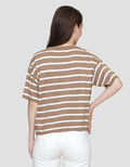 St. Yves Soft Touch Stripes Boxy Knitted Kaos Lengan Pendek Wanita