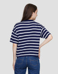 St. Yves Soft Touch Stripes Boxy Knitted Kaos Lengan Pendek Wanita