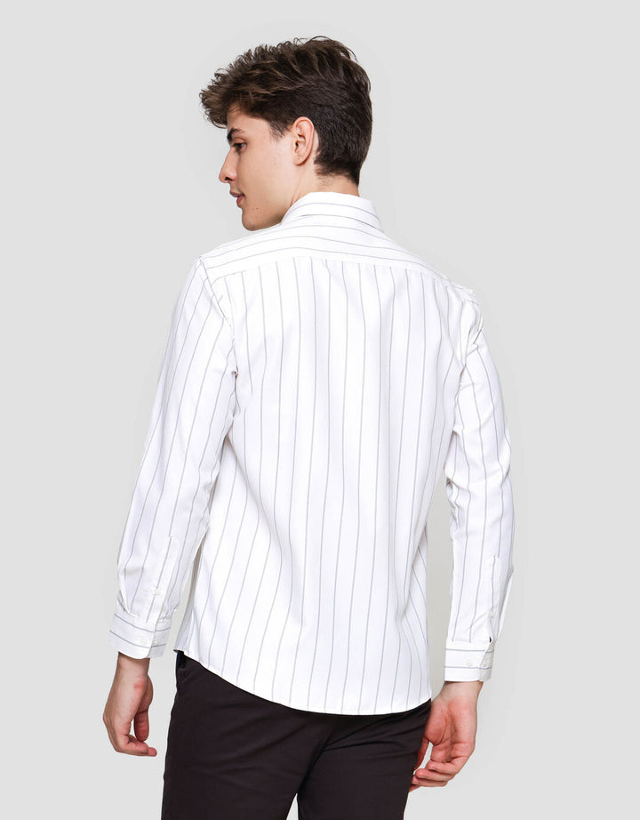 Cole Slim Fit Stripe Kemeja Lengan Panjang Pria